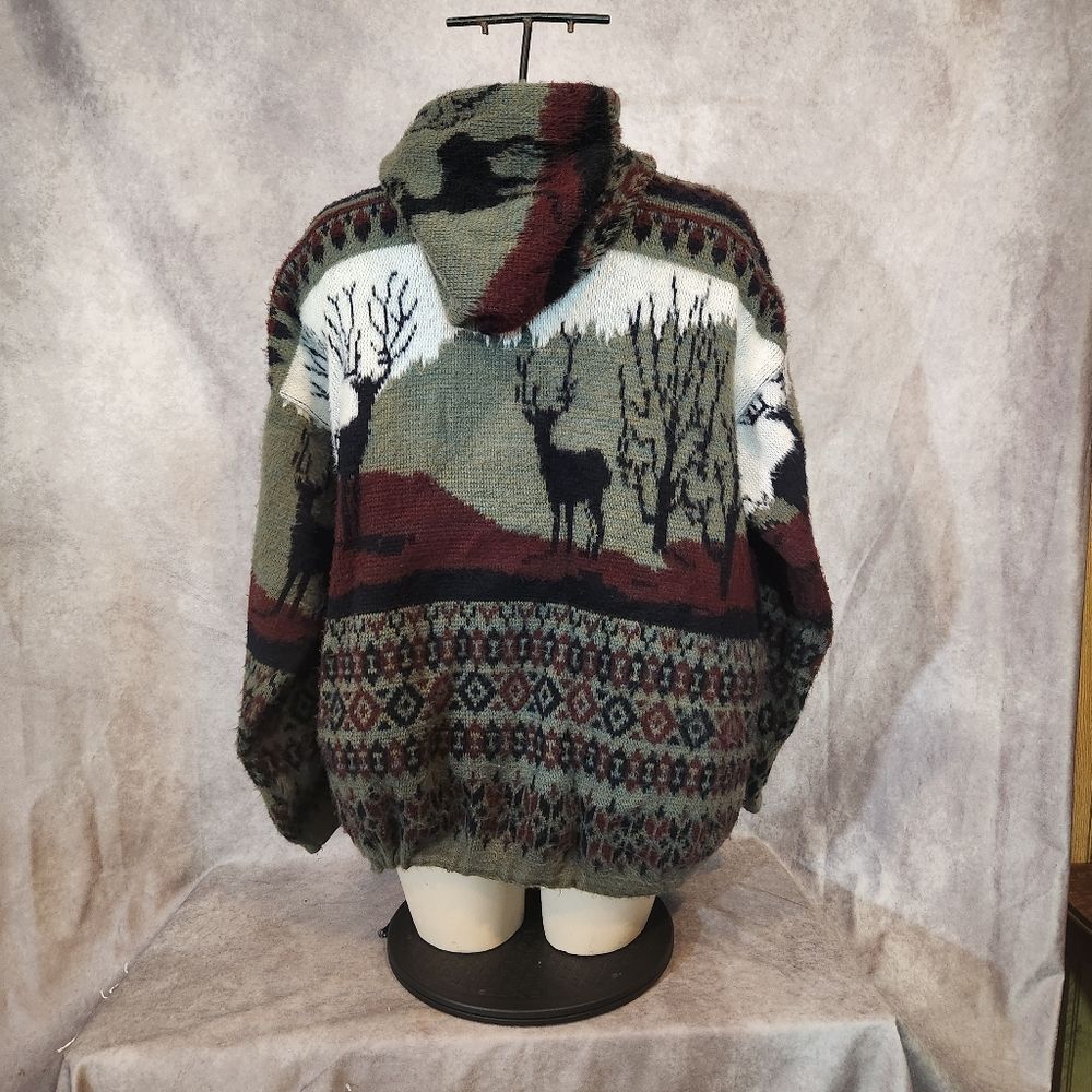 Ruminahui Alpaca Wool Stag Patterned Oversized Cardigan - Picture 2 of 7